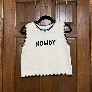 White and Black Sleeveless Knit Top